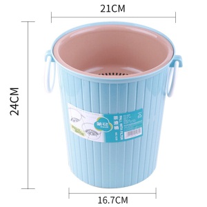 茶花茶渣桶茶水桶排水桶沥水桶茶叶分离分类垃圾桶废水桶滤茶桶废茶桶【含排水球+管】 7L 蓝色