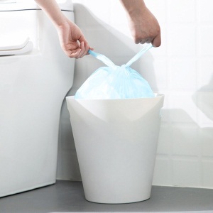 茶花背心式垃圾袋45*50cm可分类干湿分离用手提垃圾桶袋蓝色加厚 120只装