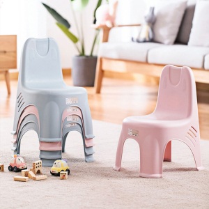 茶花儿童凳子椅子小板凳塑料靠背椅子换鞋浴室凳防滑凳幼儿园餐桌椅（1个装） 公主粉