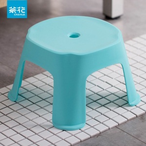 茶花儿童浴室塑料凳子加厚换鞋凳矮凳方凳小板凳家用 蓝色1个装