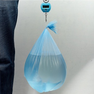茶花背心式垃圾袋45*50cm可分类干湿分离用手提垃圾桶袋蓝色加厚 180只装