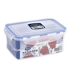 茶花保鲜盒冰箱收纳盒塑料饭盒大容量水果便携密封带扣储物保鲜盒便当盒 920ml (17.5*11.3*7.8cm)