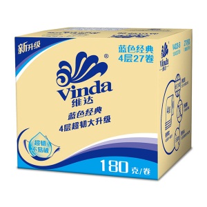 维达（Vinda）蓝色经典卷纸4层180克27卷 卷筒纸巾卫生纸巾手纸厕纸【3层与4层随机发货】 卷纸