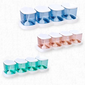 茶花塑料调料盒调味罐套装组合厨房塑料调味3组套装 颜色随机