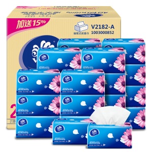 维达（Vinda）抽纸超韧M码3层150抽24包整箱餐巾纸家用卫生纸巾自然无香 浅蓝色