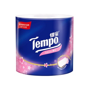 得宝（Tempo）樱花卷纸4层160g*10卷筒纸 有芯手纸加厚厕纸德宝卫生纸家用整箱装（樱花香）