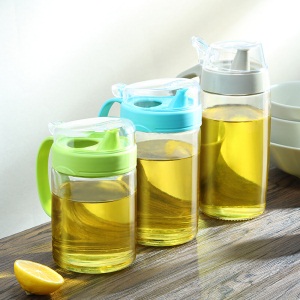 茶花油壶油瓶防漏油玻璃油壶酱油瓶醋瓶调味罐550ml 单个颜色随机