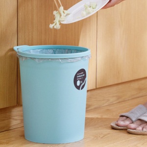 茶花垃圾桶带压圈套袋废纸篓厨房客厅卫生间垃圾筐收纳储物桶塑料无盖简约卫生桶分类垃圾桶袋 米白色(1个装)