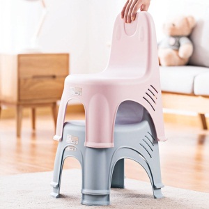 茶花儿童凳子椅子小板凳塑料靠背椅子换鞋浴室凳防滑凳幼儿园餐桌椅（1个装） 活力橙