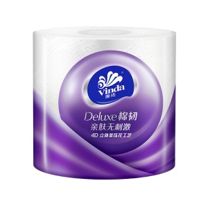 维达（Vinda）棉韧有芯卷纸4层128克27卷 压花卷筒纸 卫生纸巾 无香整箱