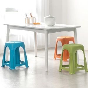 茶花凳子塑料椅子加厚型防滑凳家用客厅浴室凳高方凳弧形凳餐桌凳 绿色【34*33cm】1个装