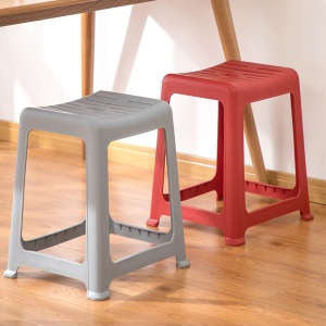 茶花塑料凳子47cm条纹高方凳加厚休闲椅子板凳换鞋凳浴室凳 一个颜色随机