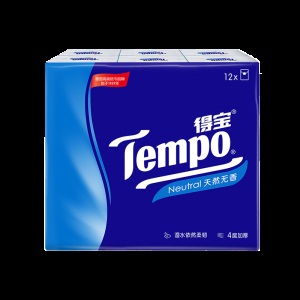 得宝（Tempo）经典手帕纸4层12包 迷你面巾纸餐巾纸 德宝纸巾便携式（天然无香）