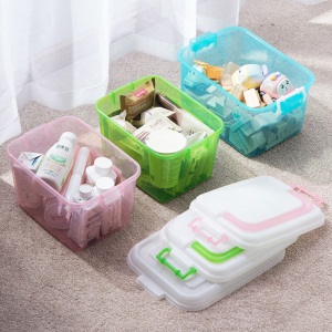 茶花收纳箱6.5L塑料带提手整理百纳箱保健药箱储物盒工具箱（单个装） 颜色随机