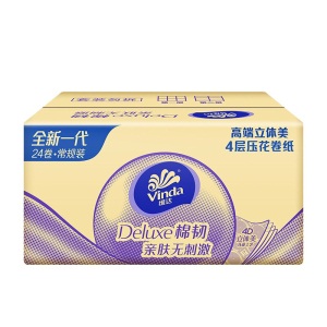 维达（Vinda）棉韧卷纸4层125克24卷 立体美压花卷筒纸巾卫生纸巾手纸厕纸（整箱） 卷纸