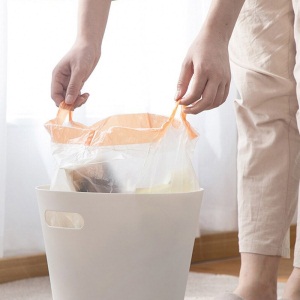 茶花垃圾袋45*50cm(60只)可分类干湿分离用束口抽绳自动收口垃圾袋点断加厚型 60只橙色