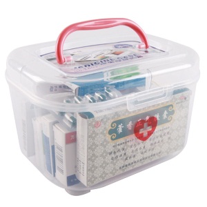 茶花 塑料收纳箱提把收纳盒百纳储物箱居家保健医药箱小药盒子 2.3L 2.3L-透明