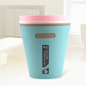 茶花垃圾桶无盖分离垃圾桶袋分类收纳桶纸篓杂物桶储物桶 大号8.3L【单个装】粉色