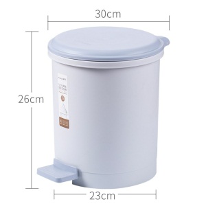 茶花脚踏垃圾桶袋家用分类清洁桶圆形有盖可分离杂物桶 6L（浅蓝色）