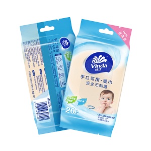 维达（Vinda）湿巾纸巾 婴儿手口可用20片装 *8包 （量贩装）卫生洁肤安全无刺激