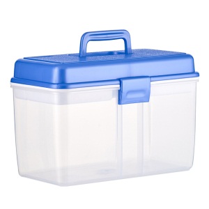 茶花收纳箱9.5L整理箱提手多格双层家用保健医药箱收纳盒储物箱工具箱颜色随机(单个装)