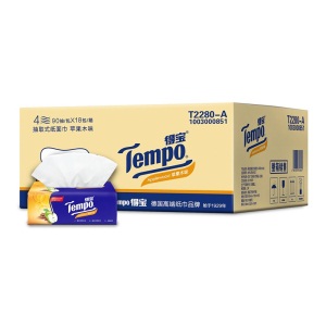 得宝（Tempo）抽纸4层90抽18包 有香德宝抽纸面巾纸纸巾餐巾纸整箱装(苹果木味)
