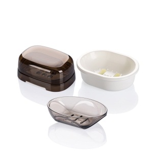 茶花肥皂盒带盖旅行香皂盒沥水欧式卫生间创意北欧家用 赛欧圆润皂盒