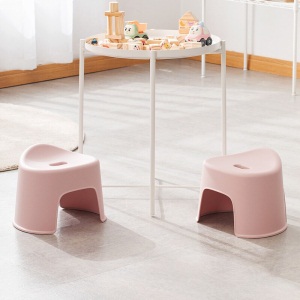 茶花儿童凳子浴室凳塑料贝壳三角家用凳子时尚茶几凳小板凳换鞋凳 公主粉(1个装)