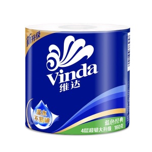 维达（Vinda）蓝色经典4层160g*27卷 卷筒纸巾厕纸卫生纸 自然无香 整箱