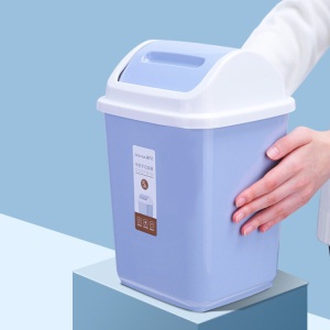 茶花垃圾桶5L房子翻盖摇盖垃圾纸篓厕所带盖卫生桶 淡紫色【1只装】