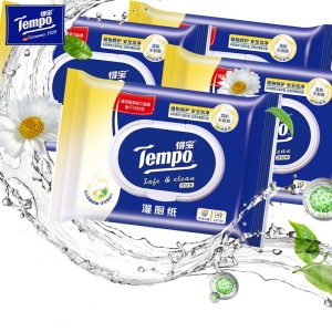 得宝（Tempo）卫生湿厕纸敏感性肌肤 40片装3包可搭配卫生纸使用