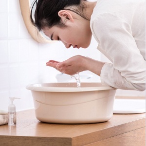 茶花塑料盆洗脸盆42cm时尚通用盆洗衣洗菜盆泡脚家务清洁盆 颜色随机