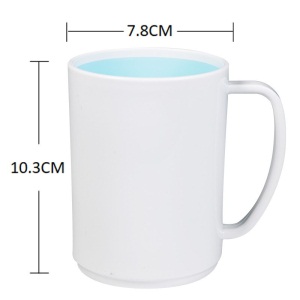 茶花双色漱口杯子马克杯刷牙杯洗漱杯牙缸浴室牙刷杯手柄360ml（单个装） 几美双色马克杯-蓝色 #2