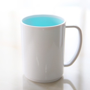 茶花双色漱口杯子马克杯刷牙杯洗漱杯牙缸浴室牙刷杯手柄360ml（单个装） 几美双色马克杯-蓝色 #2