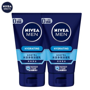 妮维雅(NIVEA)男士水活多效洁面乳100g 双支套装(洗面奶 护肤化妆品)
