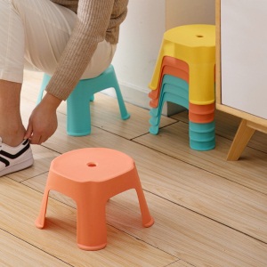 茶花儿童浴室塑料凳子加厚换鞋凳矮凳方凳小板凳家用 红色1个装