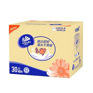维达（Vinda）超韧抽纸3层120抽30包S码 餐巾纸软抽面巾纸卫生纸巾抽擦手纸自然无香（整箱）