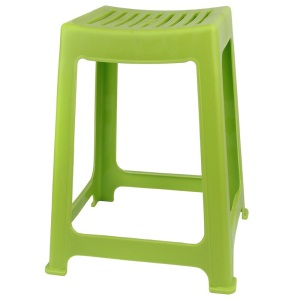 茶花凳子塑料椅子加厚型条纹凳浴室凳高方凳弧形凳 46.6cm高(绿色 1个装)-新老颜色随机