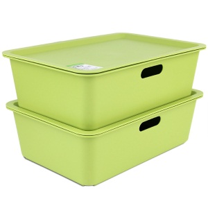 茶花收纳箱9L*2支装收纳盒塑料床底整理箱杂物储物箱收纳用品百纳箱 颜色随机