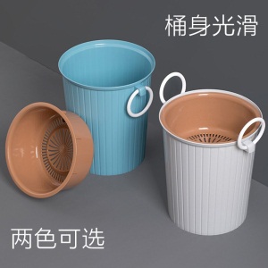 茶花茶渣桶茶水桶排水桶沥水桶茶叶分离分类垃圾桶废水桶滤茶桶废茶桶【含排水球+管】 7L 蓝色