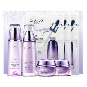 自然堂(CHANDO)套装凝时鲜颜礼盒7件套（冰肌水90ml+乳液90ml+肌活霜15g*2+面膜*3片）淡纹保湿护肤品化妆品