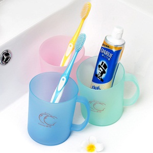茶花磨砂塑料刷牙漱口杯牙刷缸水杯子颜色随机（单个装）
