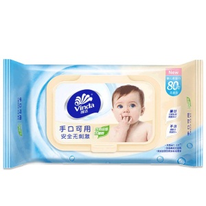 维达（Vinda） 婴儿湿巾纸手口专用湿巾80片*4包宝宝带盒盖抽取式湿巾卫生柔湿巾纸VW2004