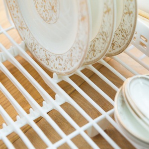 茶花塑料碗柜厨房收纳箱置物架碗碟架沥水篮架密封防尘防油污 取盖式(大号)绿色