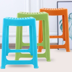 【包邮】茶花塑料凳子家用板凳浴室凳加厚型防滑条纹高方凳弧形凳 绿色4个装【46.6cm】