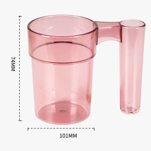 茶花家用塑料牙刷杯浴室漱口杯带手柄马克杯子可以放置牙刷 粉色