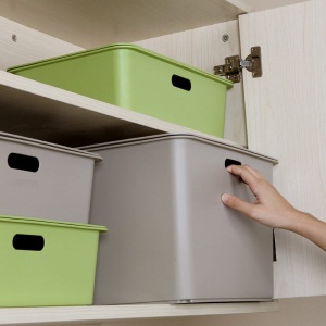 茶花收纳箱9L*2支装收纳盒塑料床底整理箱杂物储物箱收纳用品百纳箱 颜色随机
