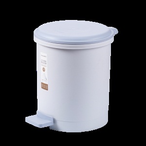 茶花脚踏垃圾桶袋家用分类清洁桶圆形有盖可分离杂物桶 9.6L（浅蓝色）