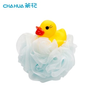 茶花沐浴花球可爱儿童沐浴球感温会洗澡神器变色浴花 大号搓澡巾 小黄鸭