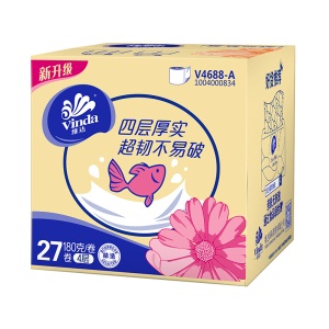 维达（Vinda）超韧有芯卷纸4层180克×27卷 卷筒纸巾厕纸手纸卫生纸（整箱）